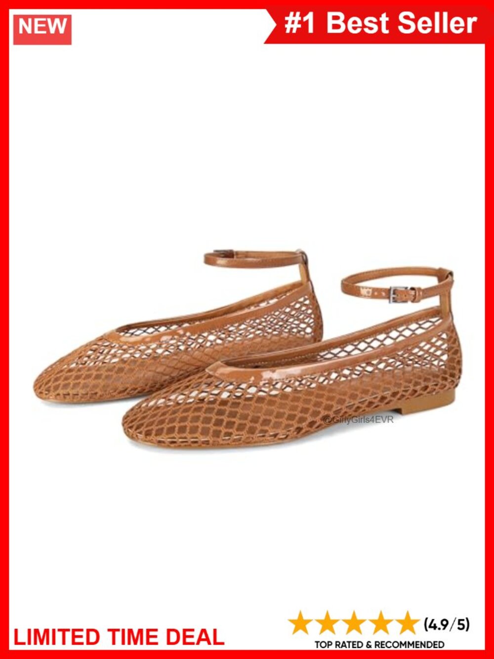 Mesh Ballet Flats Round Toe Buckle Ankle Strap Mary Jane Women's Shoes